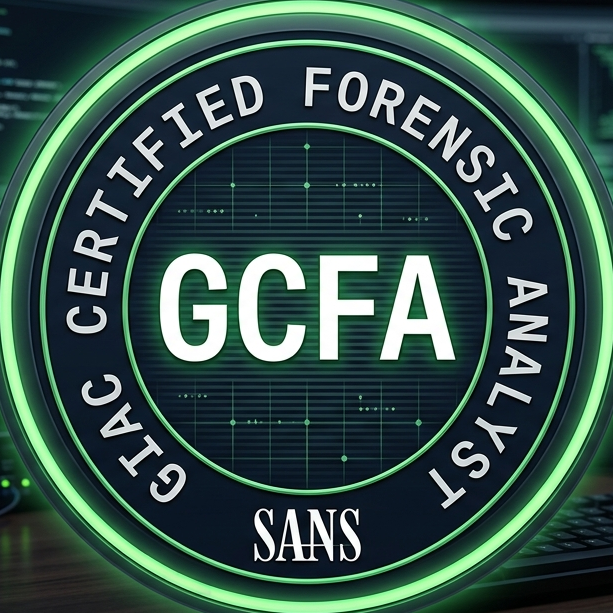 GCFA (GIAC Certified Forensic Analyst) credential badge issued by SANS