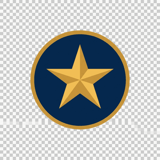 United States Army emblem — a gold five-pointed star on a navy blue disc